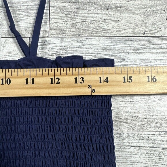 O.P.T. tops womens smocked crop tank top navy blue size large spaghetti straps - Picture 10 of 12